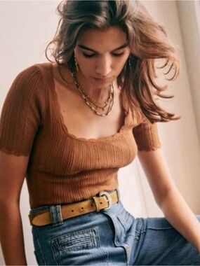 Sezane Anil/Romy Jumper Scoop-Neck in Camel